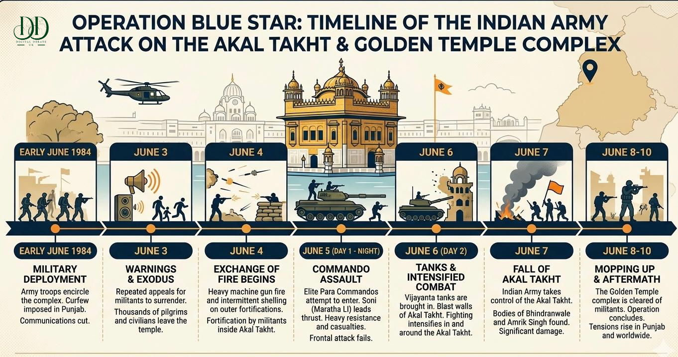 Operation Blue Star: Timeline of the Indian Army Attack on the Akal Takht & Golden Temple Complex